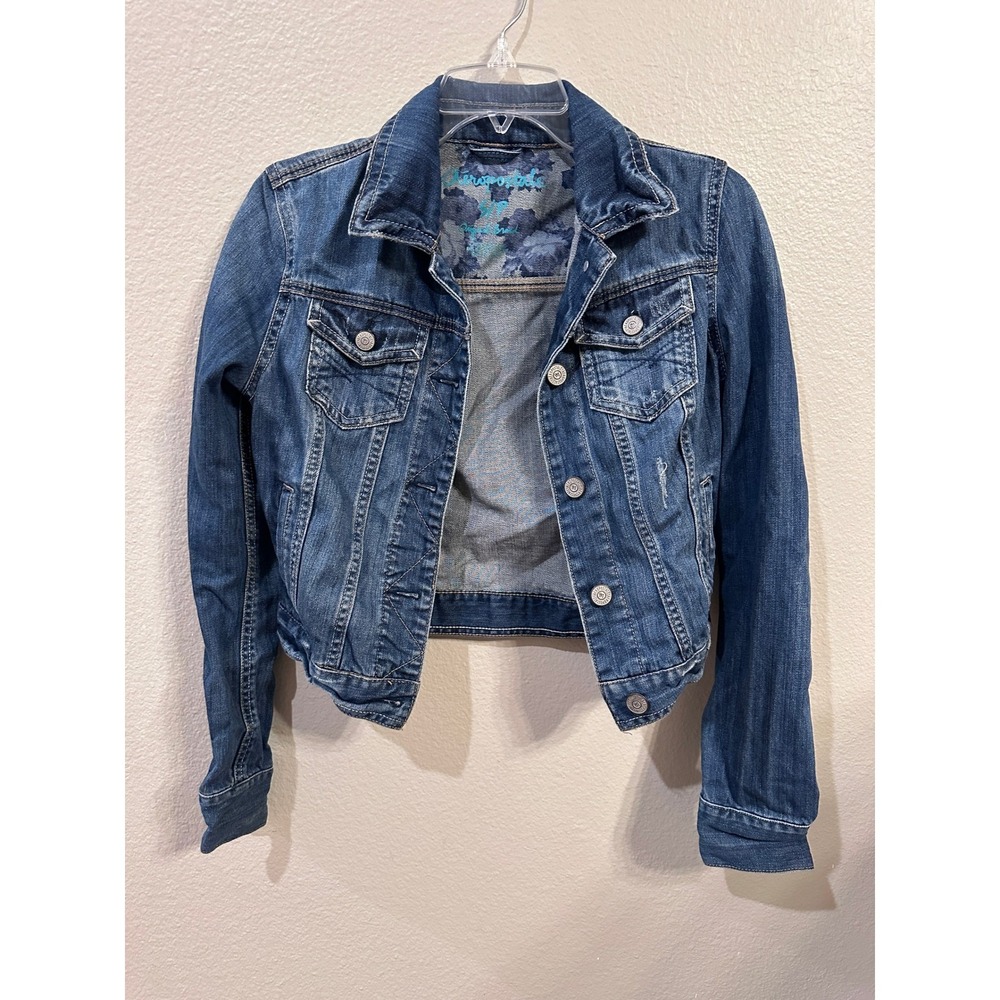 Aeropostale Denim Jacket Women's Small‎ Blue Jean Button Front Casual